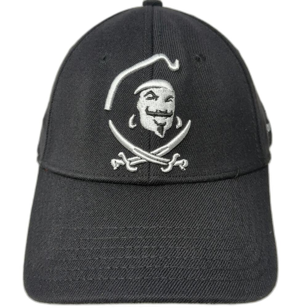 Captain Morgan Baseball Cap Black One Size Embroidered Pirate Stretch Fit Hat